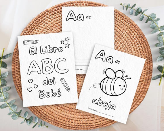 Spanish ABC Coloring Pages, El Primer Libro de ABC del Bebe, Printable Alphabet Coloring Book Activity, ABC Spanish Baby Shower Game pdf