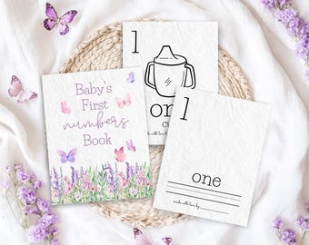 Butterfly Enchanted To Meet You Baby Shower 123 Book, Printable Numbers Coloring Book Pages, 1st Birthday Gift, Unique Guest Book Idea | FL1