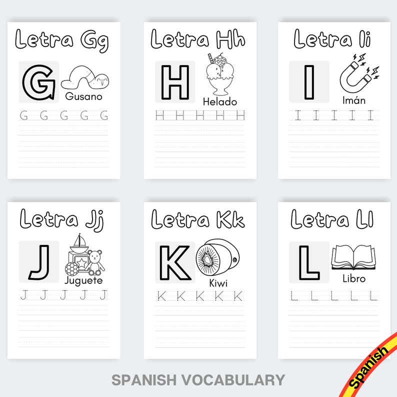 Alphabet Tracing Printable Spanish Letter Tracing Spanish Etsy