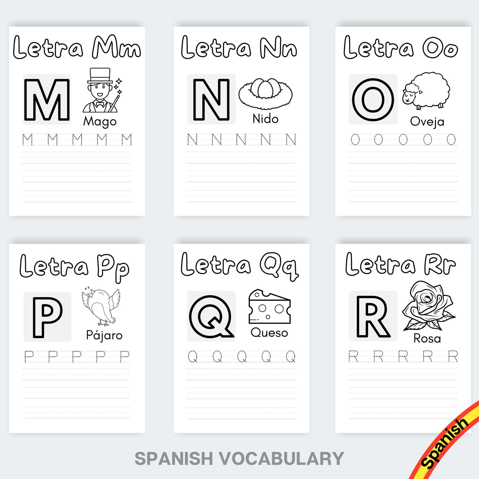 Alphabet Tracing Printable Spanish Letter Tracing Spanish Etsy