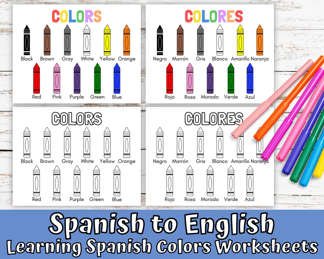 Spanish to English Coloring Pages Spanish Worksheets - Etsy