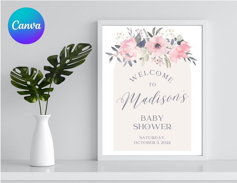 Editable Baby Shower Sign Editable Template Blush Etsy