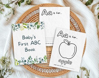 Eucalyptus Baby Shower ABC Book Keepsake Activity, ABC Coloring Book, Baby's First Alphabet Book PDF, 1st Birthday Gift | GR1