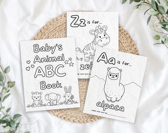 Animal ABC Coloring Book Baby Shower Activity, Animal Alphabet Coloring Pages, Baby's First ABC Book, Baby Shower ABC Book, Baby Shower Game