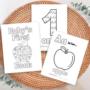 Il primo libro ABC 123 del bambino, attività per baby shower, pagine da colorare con numeri e alfabeto stampabili, regalo per il primo compleanno, alternativa al libro degli ospiti