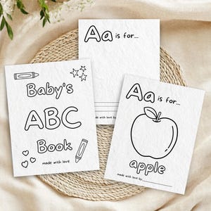 ABC Coloring Book Baby Shower Activity, Baby&#39;s First ABC Book, Printable Alphabet Coloring Pages, First Birthday Gift, Guest Book Idea, BW5
