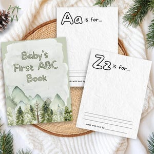 Winter Woodland Baby Shower ABC Book Activity Game, Printable Baby's First ABC Book Coloring Pages, Guest Book Alternative GR7