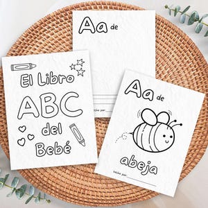 Spanish Baby Shower ABC Book, Gender Neutral Baby Shower Game Activity, Baby’s First Spanish Book, Spanish ABC Coloring Pages