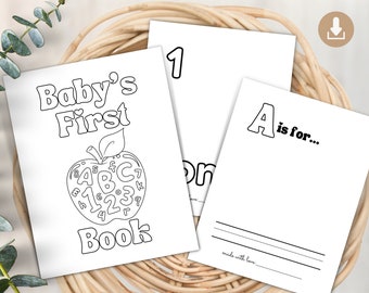 Baby’s First abc 123 book, Baby Shower ABC Book, Baby Alphabet Book, ABC 123 Number Baby Book, Printable Baby Sprinkle Game, First ABC Book