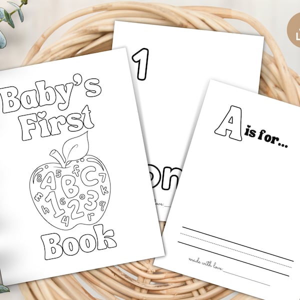 Baby’s First abc 123 book, Baby Shower ABC Book, Baby Alphabet Book, ABC 123 Number Baby Book, Printable Baby Sprinkle Game, First ABC Book
