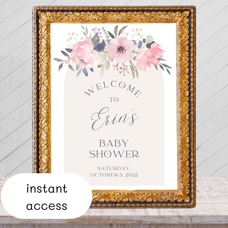 Editable Baby Shower Sign Editable Template Blush Etsy