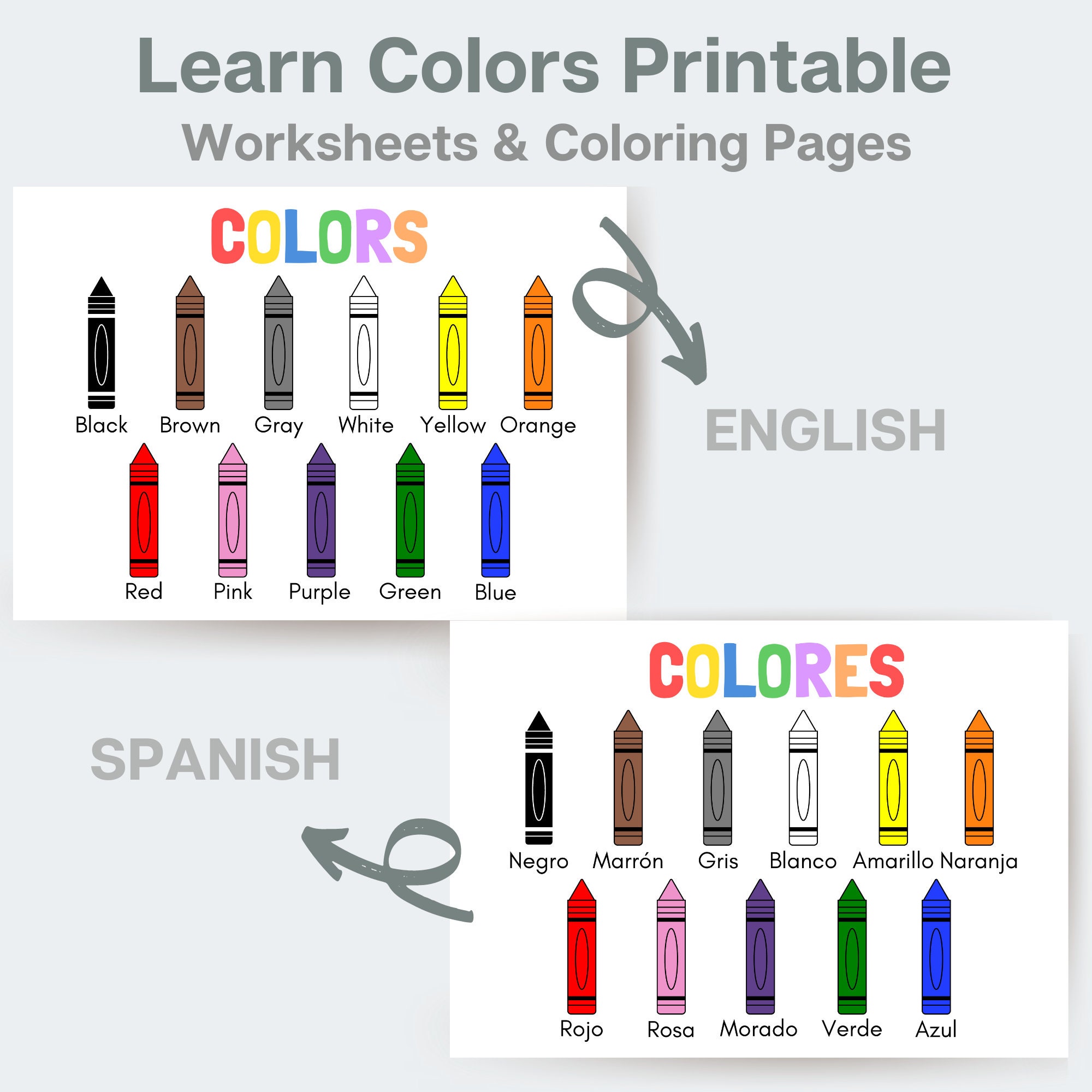 spanish coloring pages spanish worksheets learn colors etsy