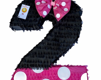 Number two Black and hot pink with bow