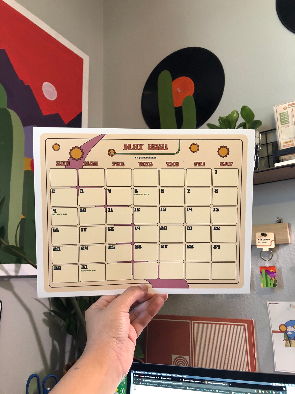 Groovy Retro Printable May Calendar Etsy
