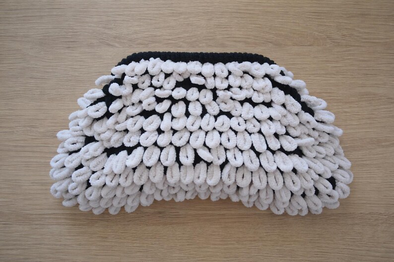 Fluffy Crochet Clutch Bag, Handmade Loop Yarn Purse, Textured Soft ...