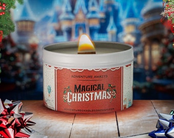 Christmas Magic Disney Inspired Candle, Woodwick Candle, Hand Poured, Soy Blend, Christmas Tree Candle, Christmas Gift