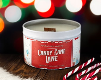 Candy Cane Lane Disney Inspired Candle, Disney Candle, Hand Poured, Soy Blend, Peppermint Candle, Christmas Gift