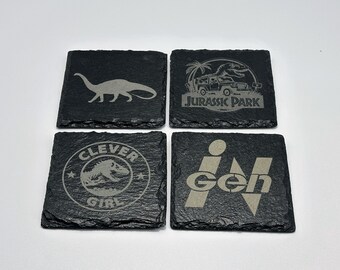 Jurassic Park Inspired Slate Drink Coaster Set #2