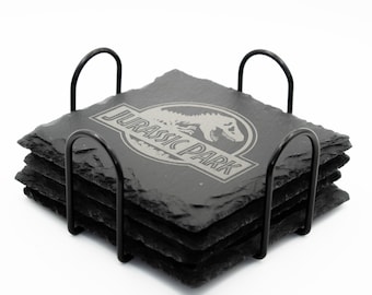 Jurassic Park Inspired Slate Drink Coaster Set #1