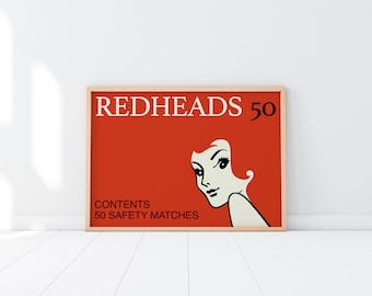 Redheads | Retro | Matchbox | Fine Art Print | Kids Room Decor | Red Hair Girl | Exhibition Poster | Travel Poster | Gifts for Designer