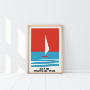 Ship Print, Ocean Print, Matchesbox, Russian Culture Print, Kids Room Decor, Russian Culture, Exhibition Poster, Travel Poster, Gifts Idea
