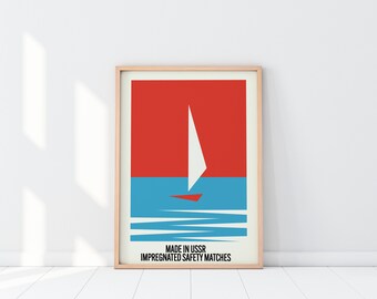 Ship Print, Ocean Print, Matchesbox, Russian Culture Print, Kids Room Decor, Russian Culture, Exhibition Poster, Travel Poster, Gifts Idea