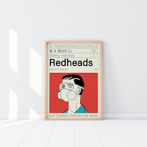 Redheads | Retro | Matchbox | Modern Art Print | Kids Room Decor | Pop Art Decor| Exhibition Poster | Travel Poster | Gifts for Her