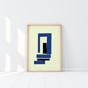 Exhibition Print | Abstract Blue Print | Minimalist Decor | Modern Print | Vintage Poster Art | Bed room Interior | Bauhaus Print