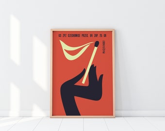 May include: A red poster with a black hand holding a lit match. The text on the poster reads "63 ZPZ CZECHOWICE PRZEC. 64 ZAP. 25 GR" and "PN-62/D-94061".