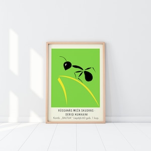 Matchbox, Ant Print, Czechoslovakian Culture, Kids Room Decor, Modern Print, 60s Art, Travel Poster, Retro Label, Fine Art