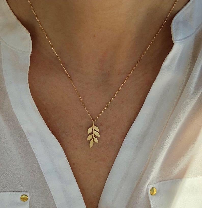 Gold Leaf Necklace Gold Plated Leaf Pendant Necklace Gold Etsy UK