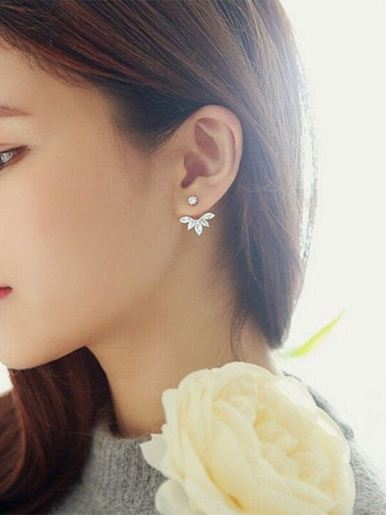 Crystal Ear Jacket Front & Back Earrings Gold and Silver Etsy