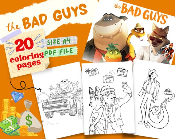 The Bad Guys Coloring Pages the Bad Guys Birthday the Bad - Etsy Ireland