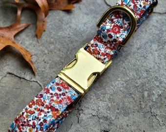 Liberty Fall Floral Dog Collar, Multi color, london, high end, fancy, cute, girlie, every day, vintage style, retro, cottagecore, handmade