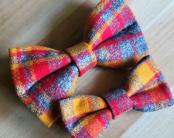 Kansas City Chiefs Theme Dog Bow Tie, Red and gold, Plaid Flannel, KC chiefs, best seller, fan, gift, Chiefs football, chiefs dog, handmade