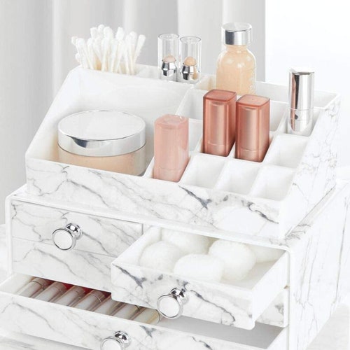 Makeup Organizer With Drawers Cosmetic Storage Tissue Box Etsy