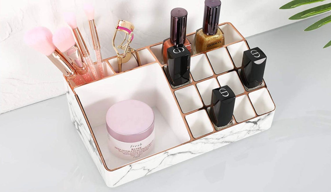 Marble Makeup Organizer / Vanity / Display With 16 Organizer Etsy