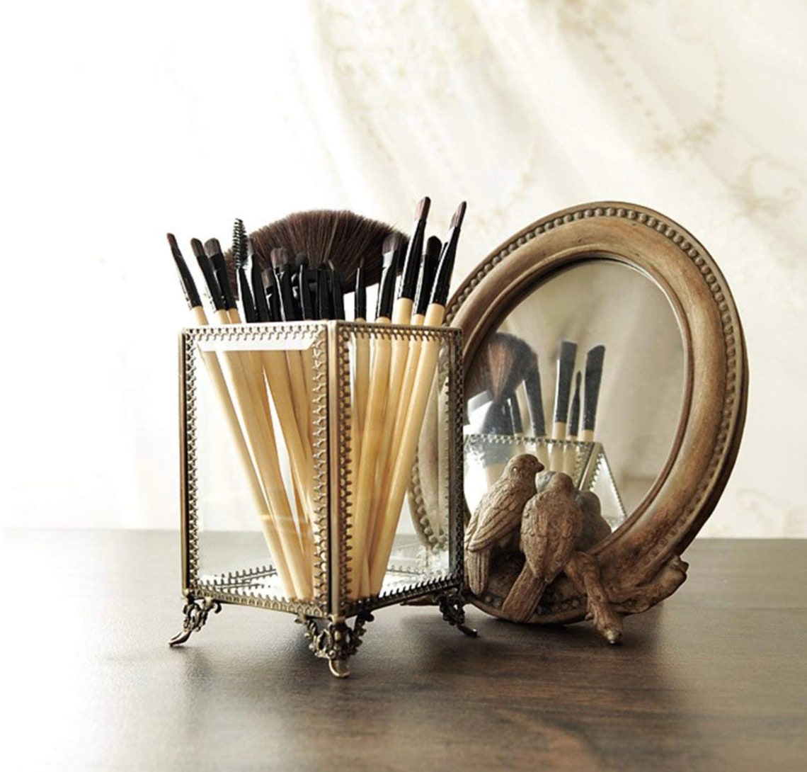 Gold Vintage Makeup Organizer White Pearls Included Etsy.de