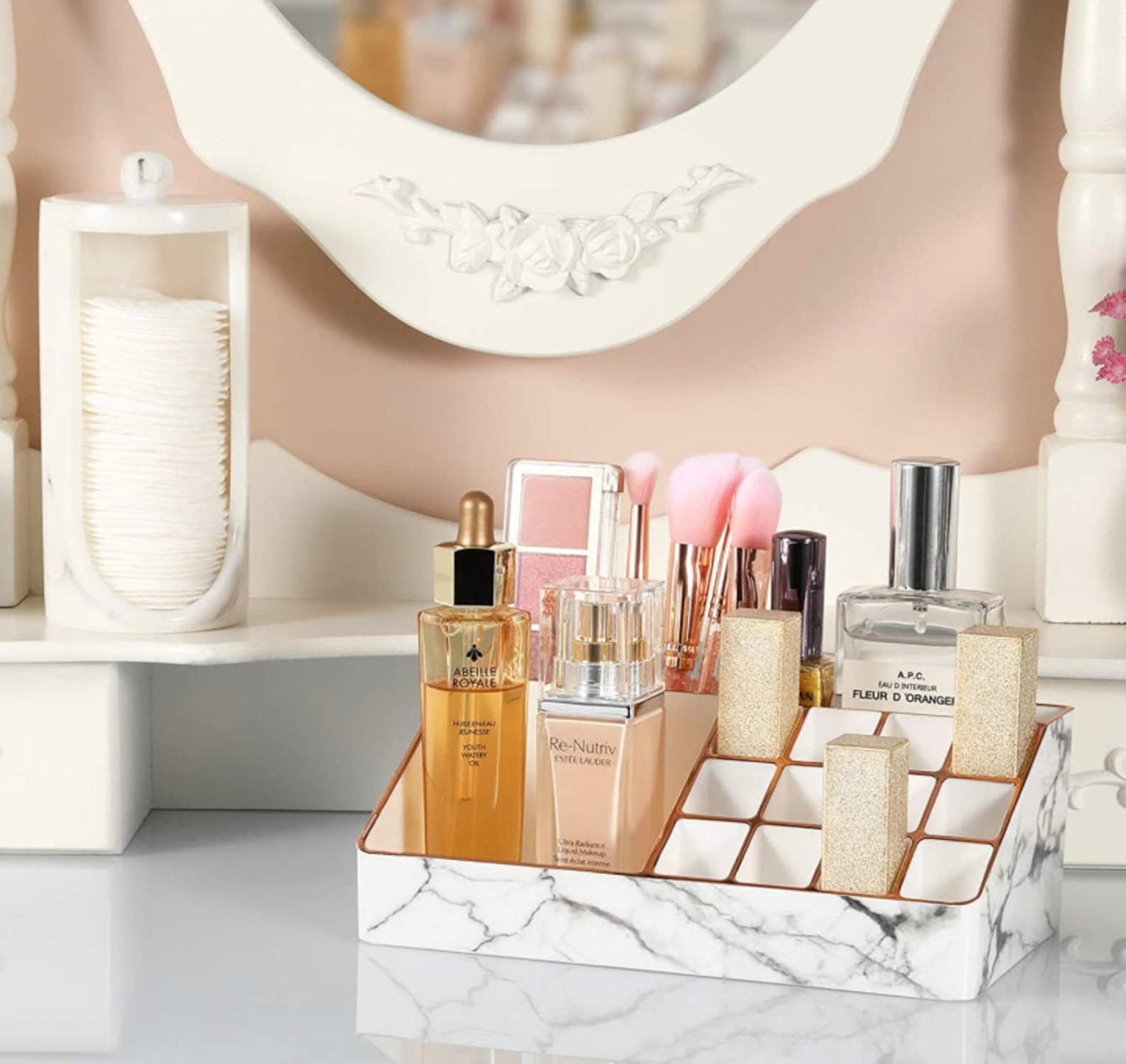 Marble Makeup Organizer / Vanity / Display With 16 Organizer Etsy