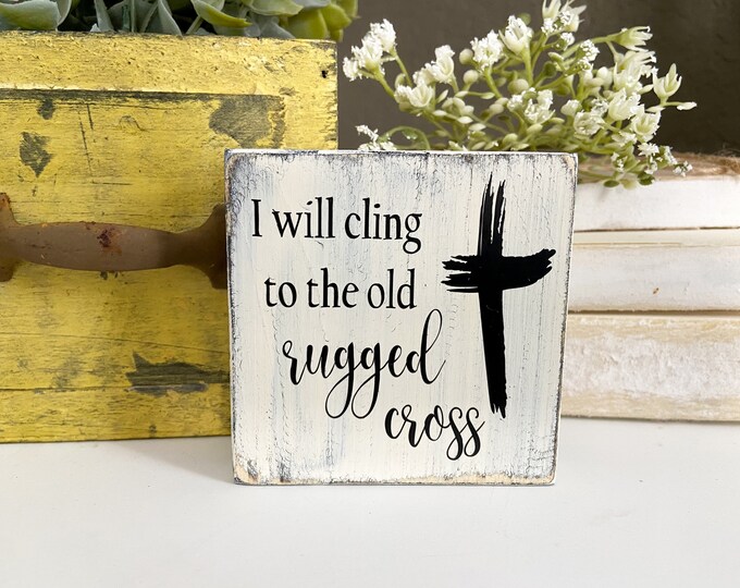 Christian Wood Block, Religious Shelf Sitter, Tiered Try Sign