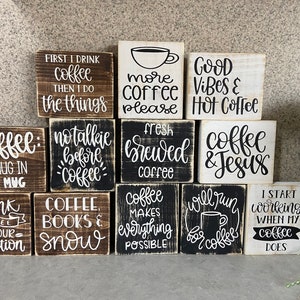 Coffee Block Signs | Funny Coffee Bar Signs | Coffee Wood Blocks | Small Coffee Signs | Coffee Bar Decor