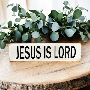 Jesus is Lord Block Sign, Christian Shelf Sitter, Inspirational Home Decor, Religious Gift