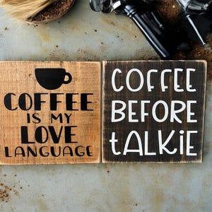 Funny Coffee Blocks, Coffee Bar Signs, Coffee Station Decor, Rustic ...