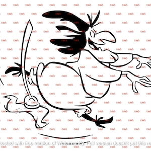 Puede incluir: Una ilustración de dibujos animados en blanco y negro de una bruja montando una escoba. La bruja lleva una túnica larga y un sombrero largo y puntiagudo. Está volando por el aire con una sonrisa traviesa en la cara.