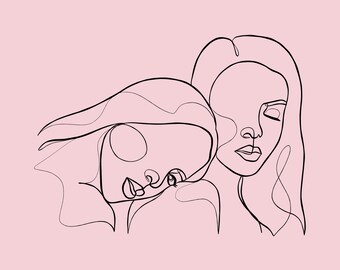 Feminine Line Art - Digital Download (Pink, White Also Available)