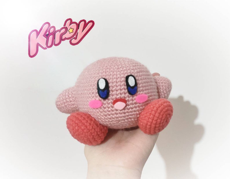 Kirby Amigurumi Crochet Cute Cartoon Kirby Stuffed Plush Etsy