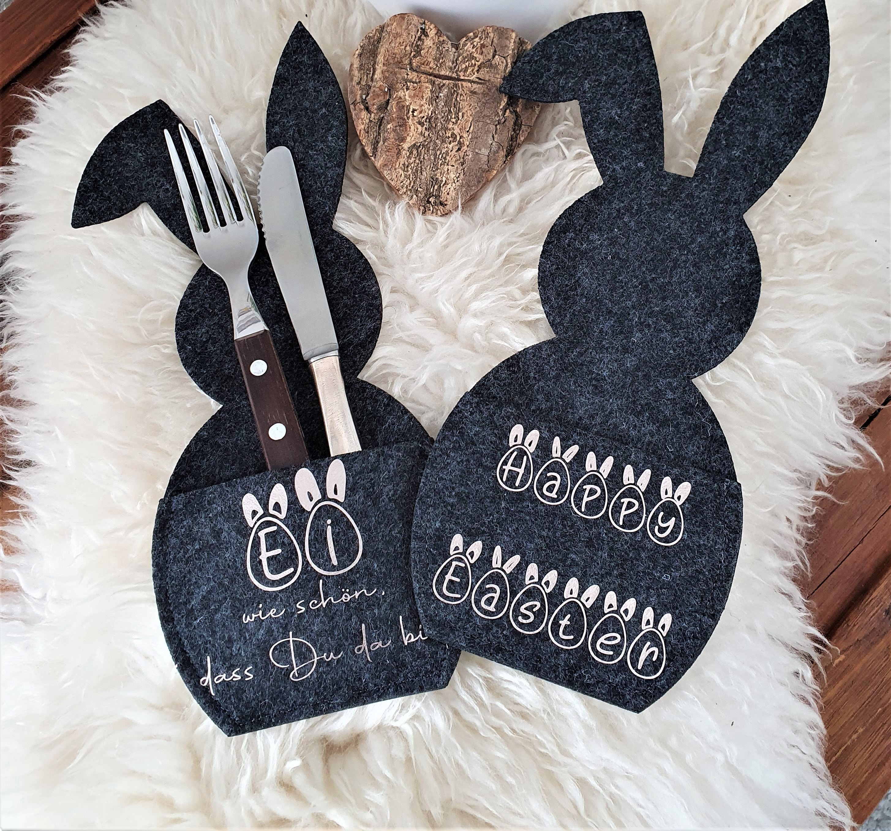 Sac de Lapin Pâques en Feutre Pour La Table Pâques. Personnalisation Possible