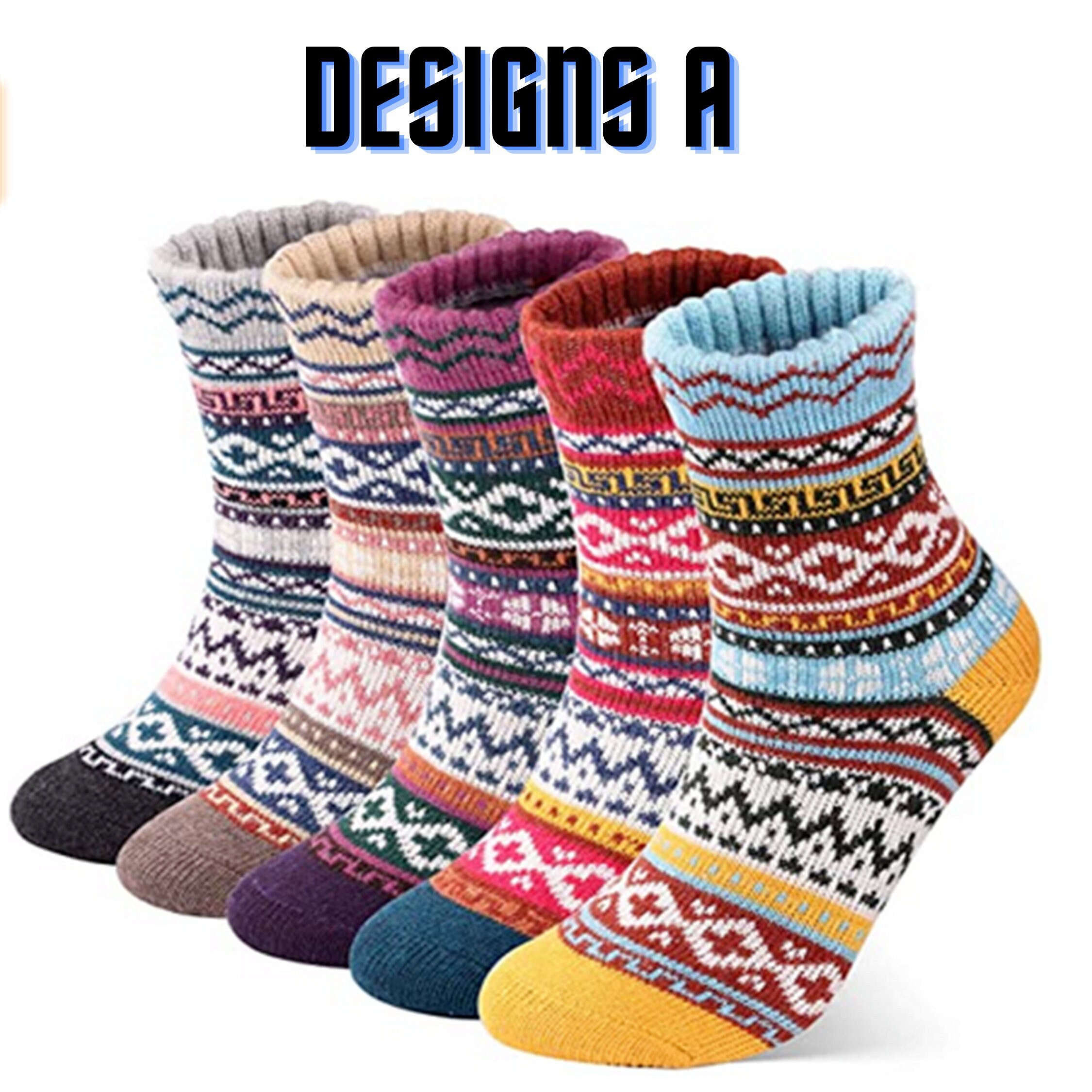 5 Pairs Womens and Men Thick Socks Wool Thermal Warm Knitting - Etsy UK