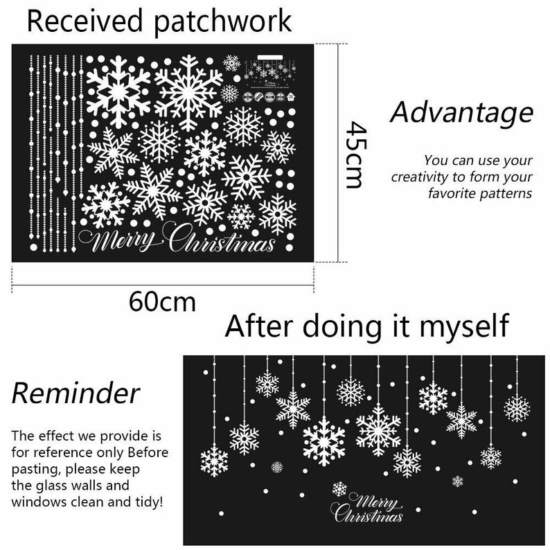 Christmas Window Stickers Decal Reusable Self Cling Xmas Etsy UK