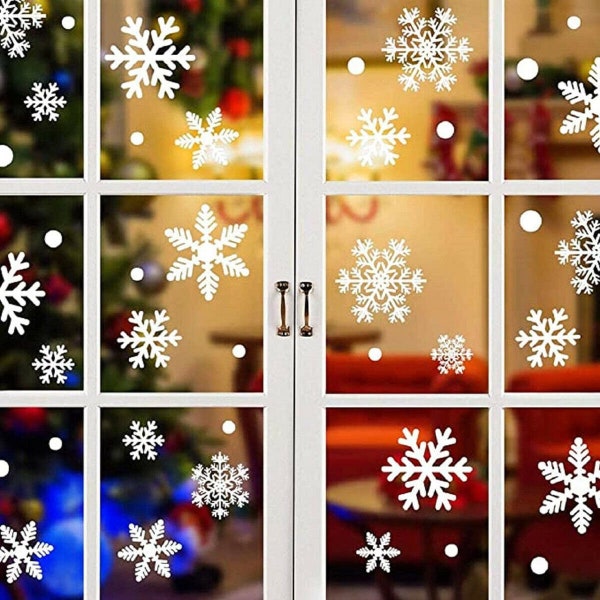 200pcs Reusable Christmas Window Snowflakes Stickers Clings Decal Decorations